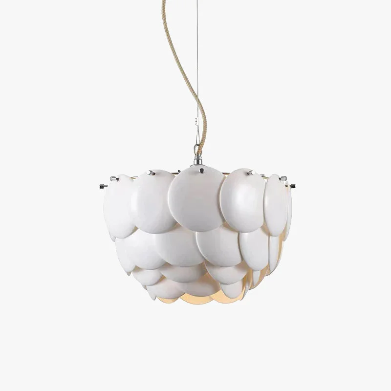 Certified Lottie Wihte Art Deco Chandelier Light Fixture Ceramic Leaf Metal Lightweight