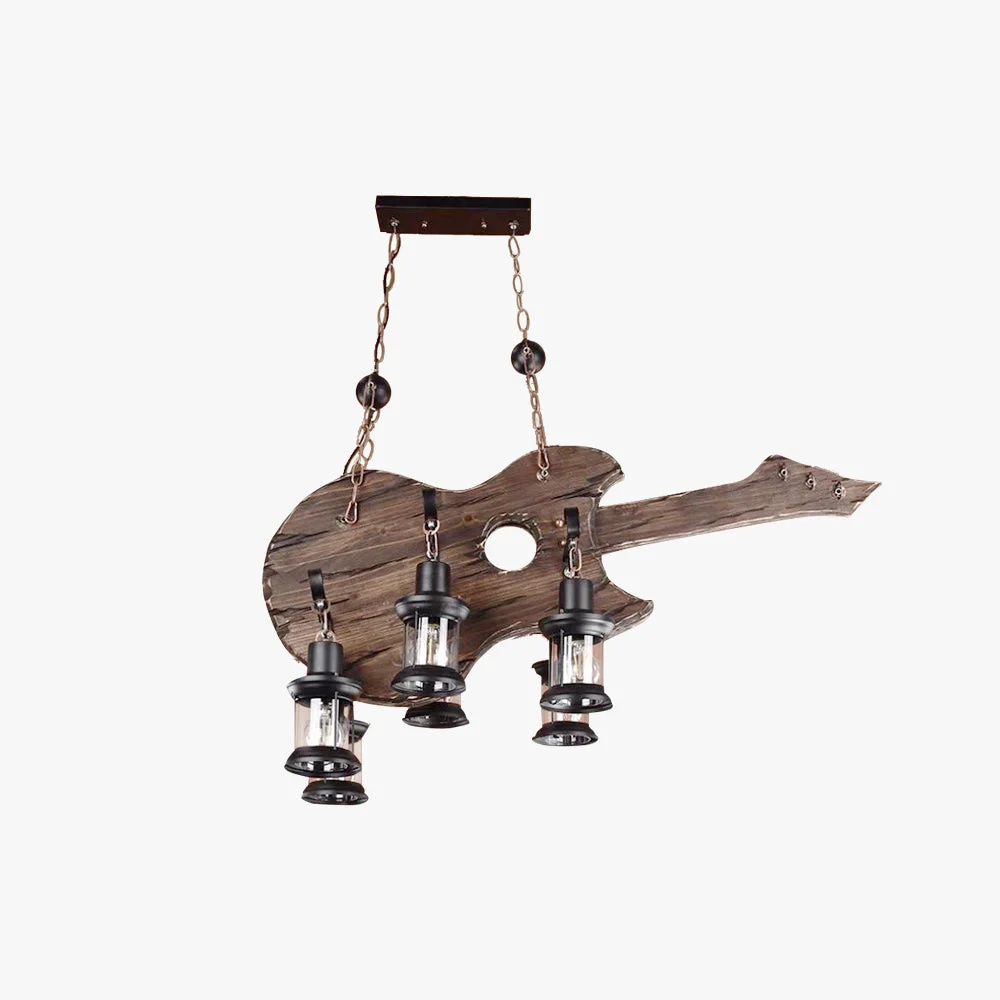 High-Grade Austin Farmhouse 6 Lantern Guitar Wood Metal Pendant Light Advanced