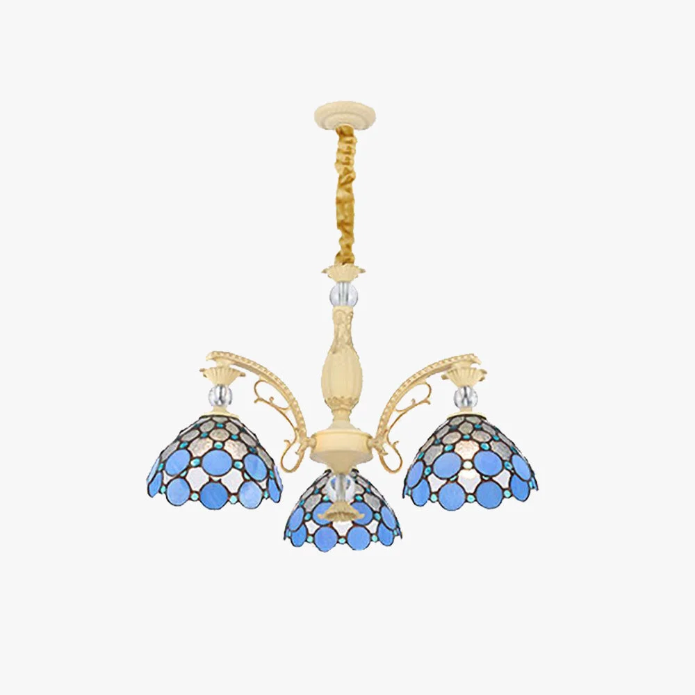 Professional Alessio Mediterranean Branch Glass Metal Chandelier Blue Artisan