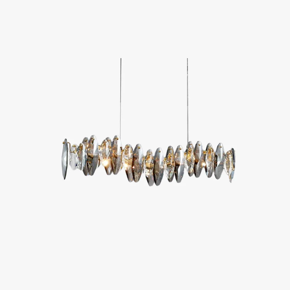 Fashionable Ophelia luxurious Elliptical Glass Metal Pendant Light Gold World-Class