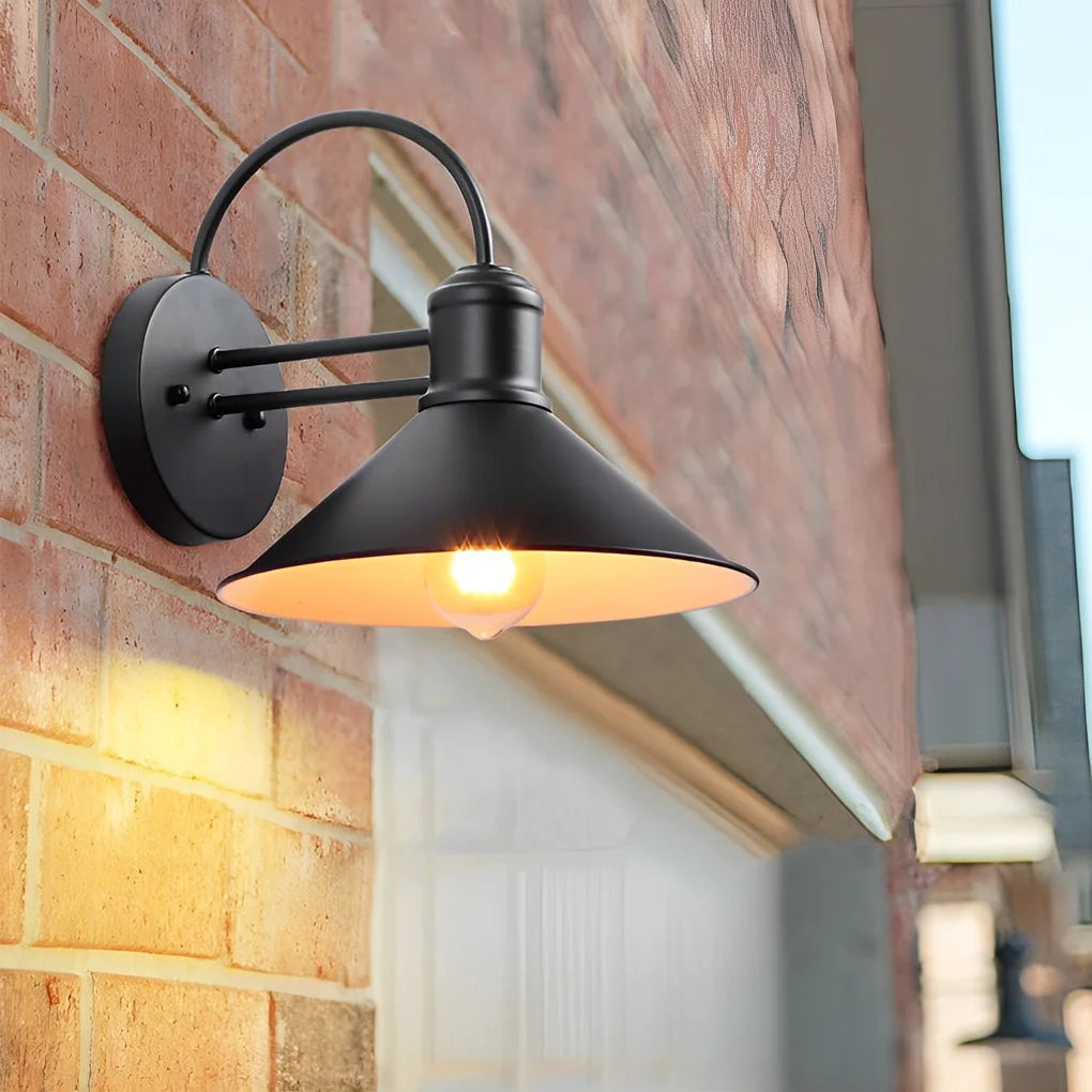 Luxury Retro Conical Iron Waterproof Industrial Style Outdoor Wall Lamp Exterior Lights Top-Quality