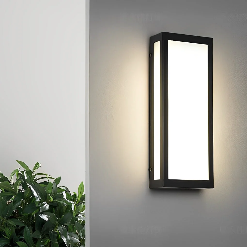Flexible Rectangular LED Waterproof Black Modern Outdoor Exterior Light Wall Lamp Prestigious