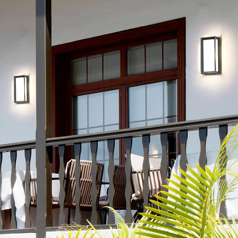 Fast Unique Rectangular Frame Waterproof Black Modern Outdoor Wall Lights Detailed