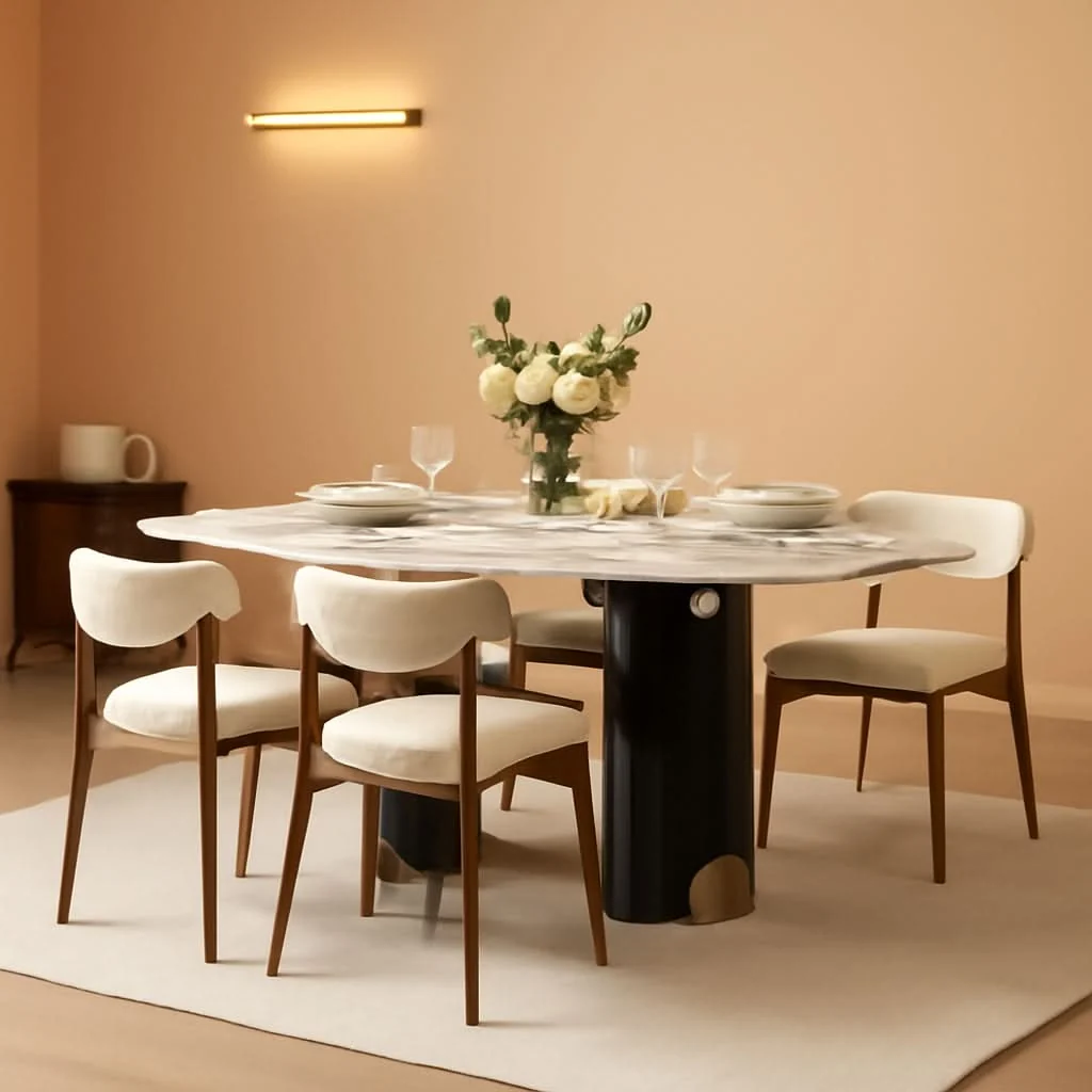 Detailed Beige Upholstered Mid Century Modern Dining Chairs Dependable