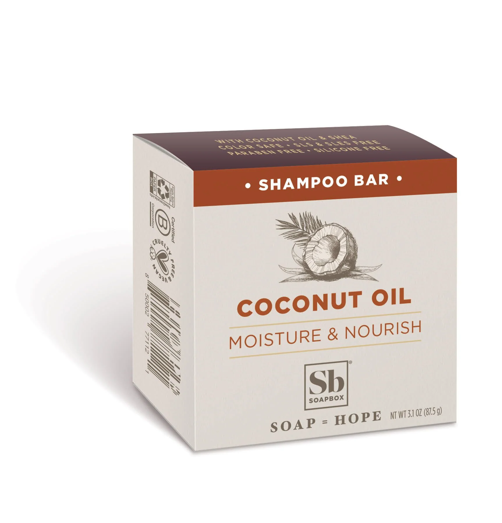 High-Performance Soapbox Moisturizing Coconut Oil Shampoo Bar Crafted