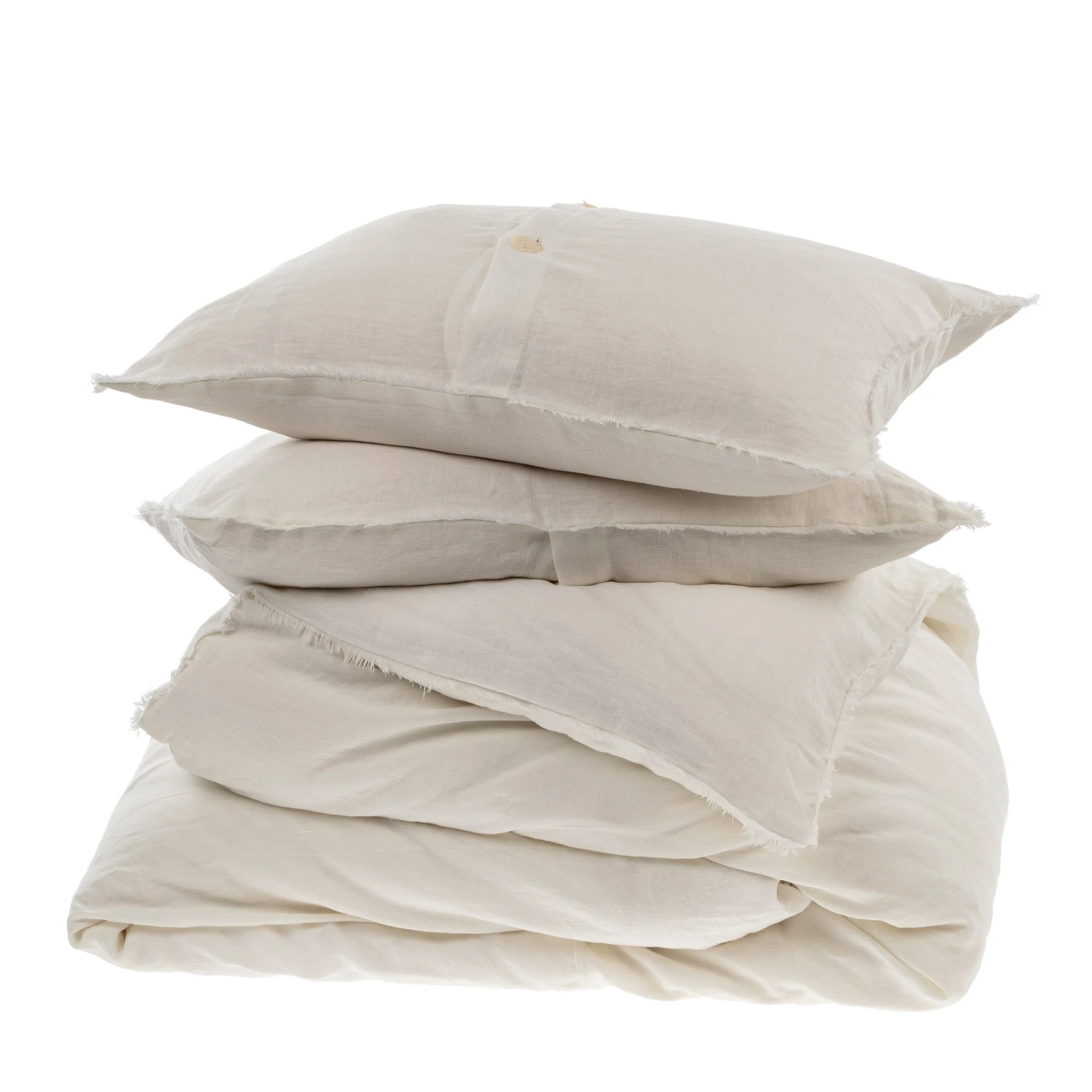 Practical Lina Linen Duvet Set Ivory - Queen Long-Lasting