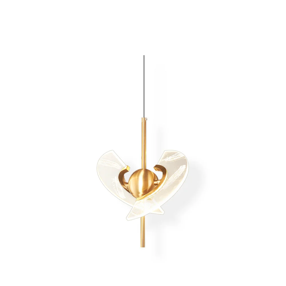Quality Brass Feather Pendant Lamp Lightweight