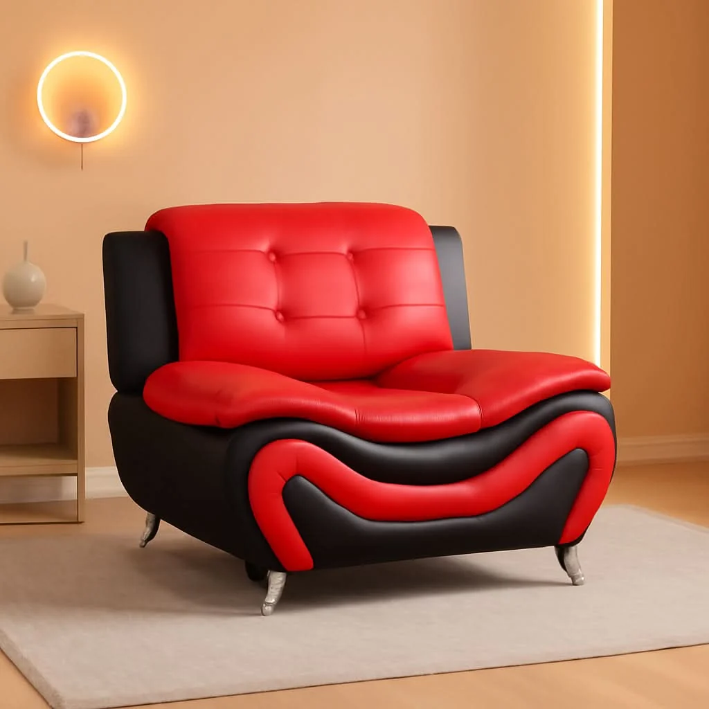 Powerful Two Tone Black And Red Leather Sofa Set For Living Room Elite