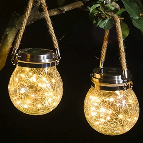 World-Class Hanging Solar Lanterns with Festoon LED Lights Organic