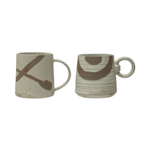 User-Friendly Stoneware Mug Reactive Glaze Speckled Cream Color Brown Functional