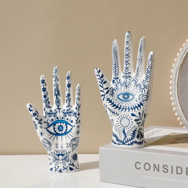 Certified Eye of Fatima Ceramic Jewelry Holder Practical