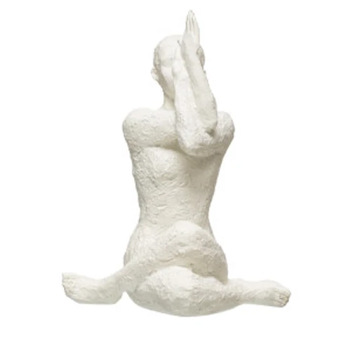 Sophisticated Resin Yoga Figure Volcano Finish White High-Performance