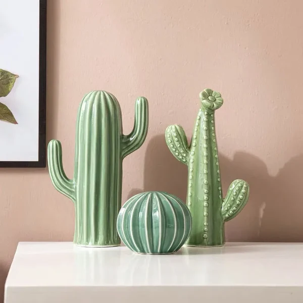 Sophisticated Nordic Ceramic Cactus Ornaments High-End