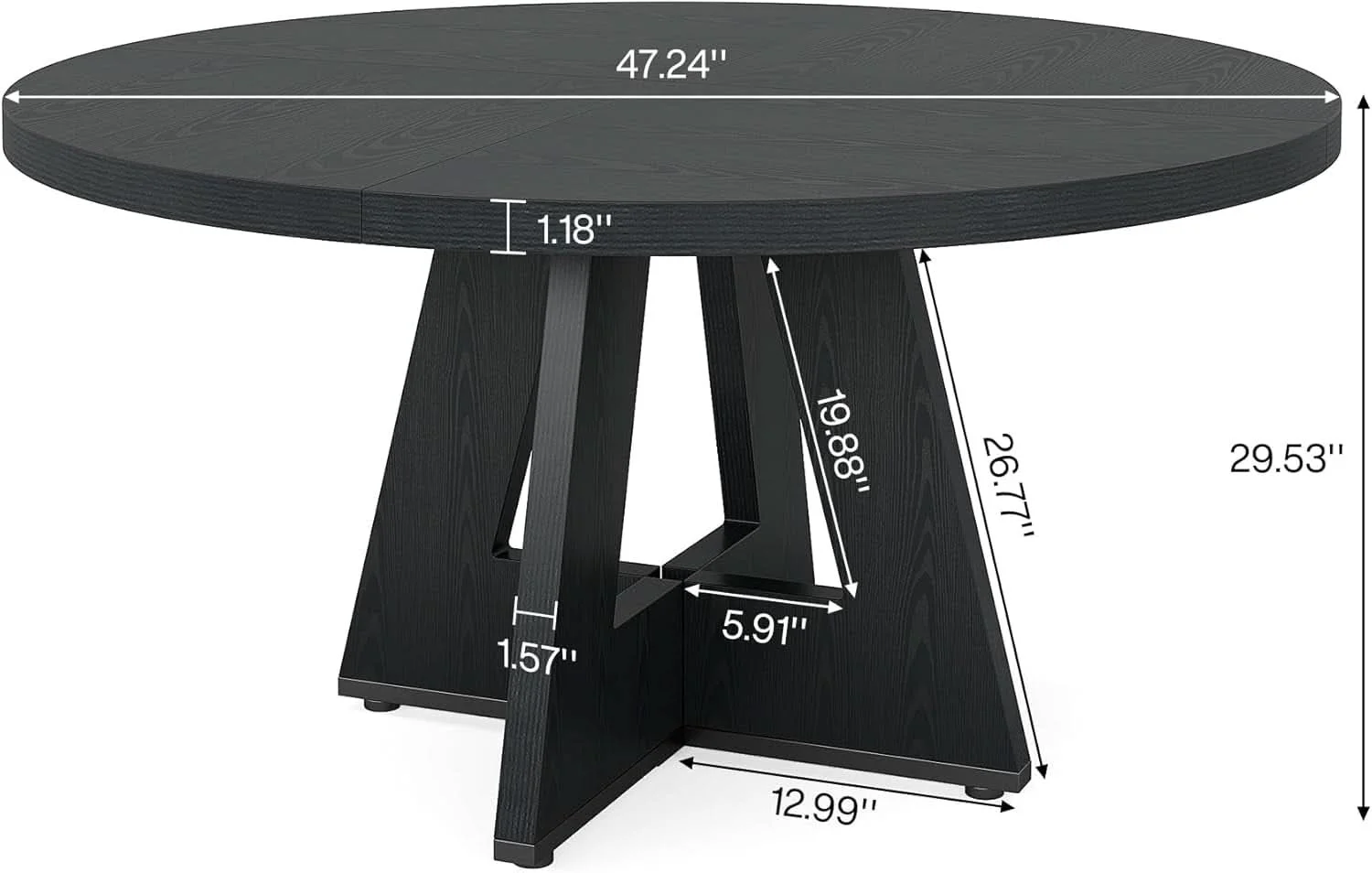 Certified Round Wood Dining Table Farmhouse 47 Inch For Dining Room With Cross B Superior