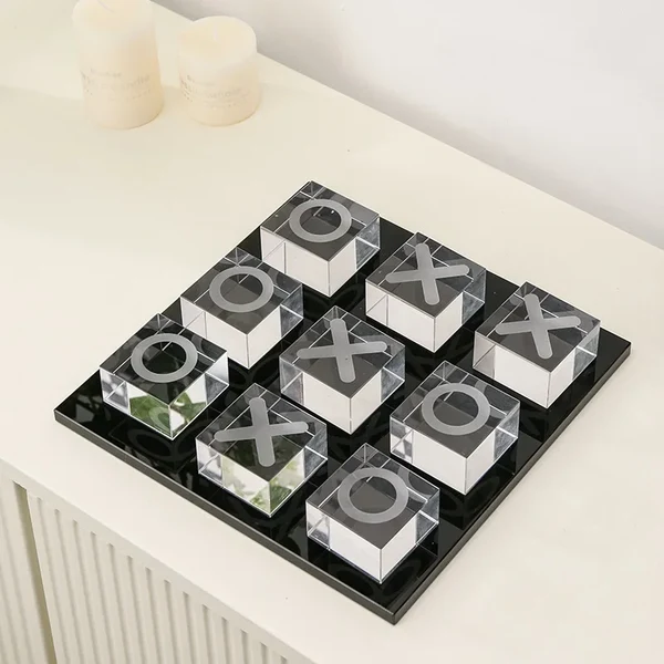 Premium Material Modern Glass Tic Tac Toe Set Stylish