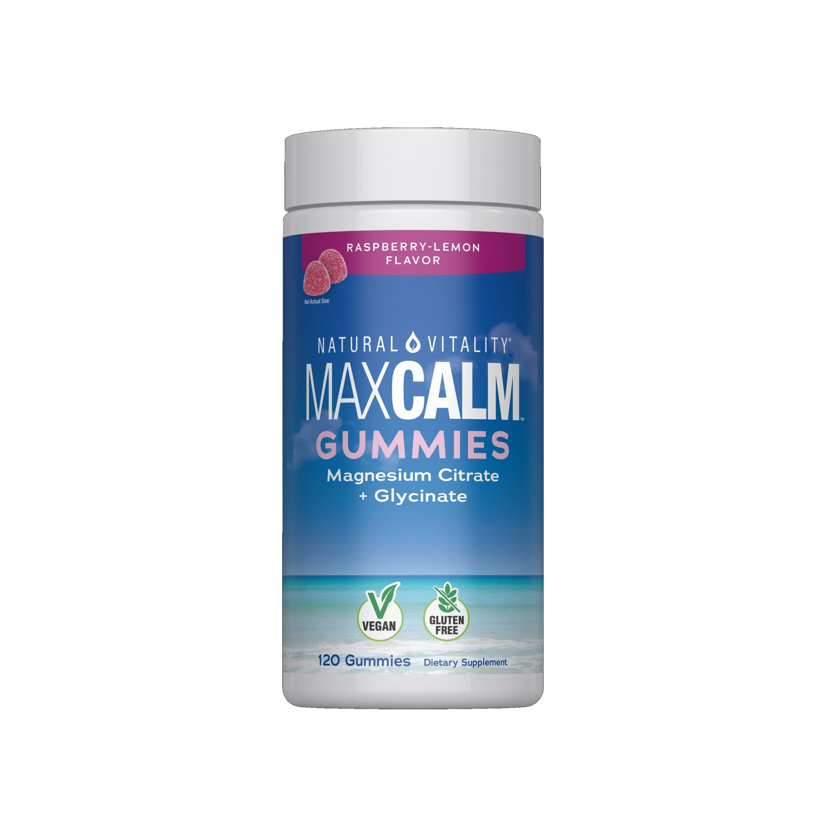 High-Performance Natural Vitality MAXCALM Gummies Raspberry-Lemon Solid