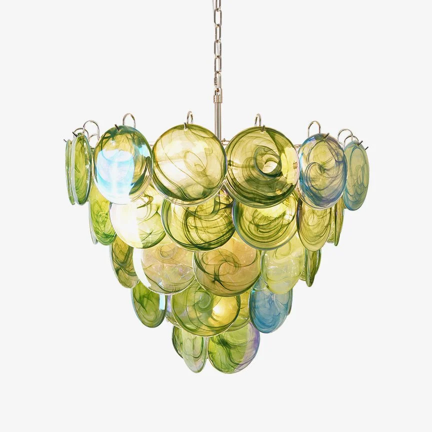 Consistent Green Murano Disc Chandelier Artisan