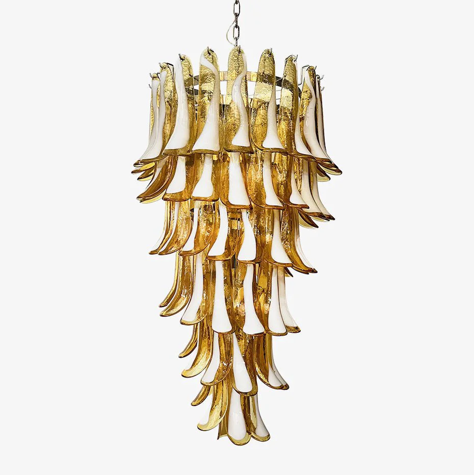 Functional Murano Amber Petals Spiral Chandelier Eco-Friendly
