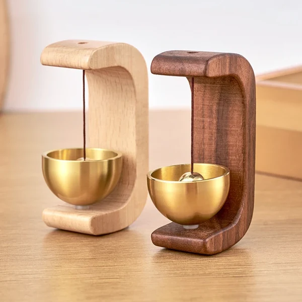 Reusable Magnetic Wooden Doorbell Chime with Copper Bell Clean
