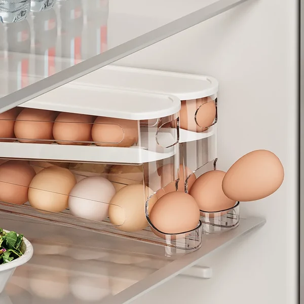 Durable 2-Tier Automatic Rolling Egg Storage Box Elegant