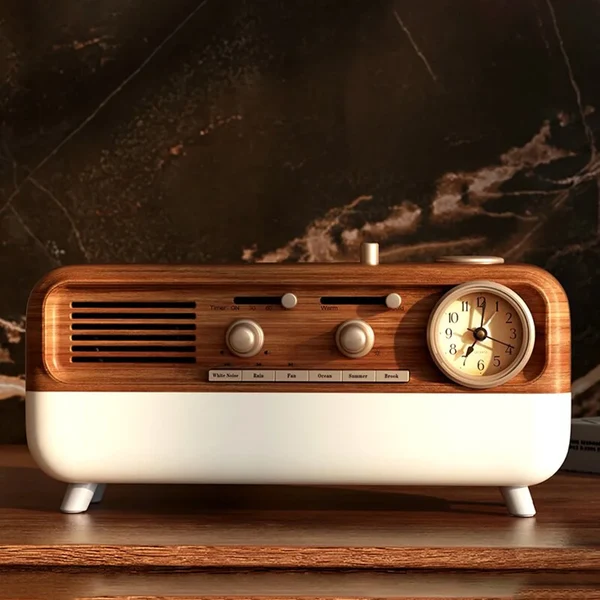 Contemporary Vintage White Noise Alarm Clock with Wake-Up Light High-End
