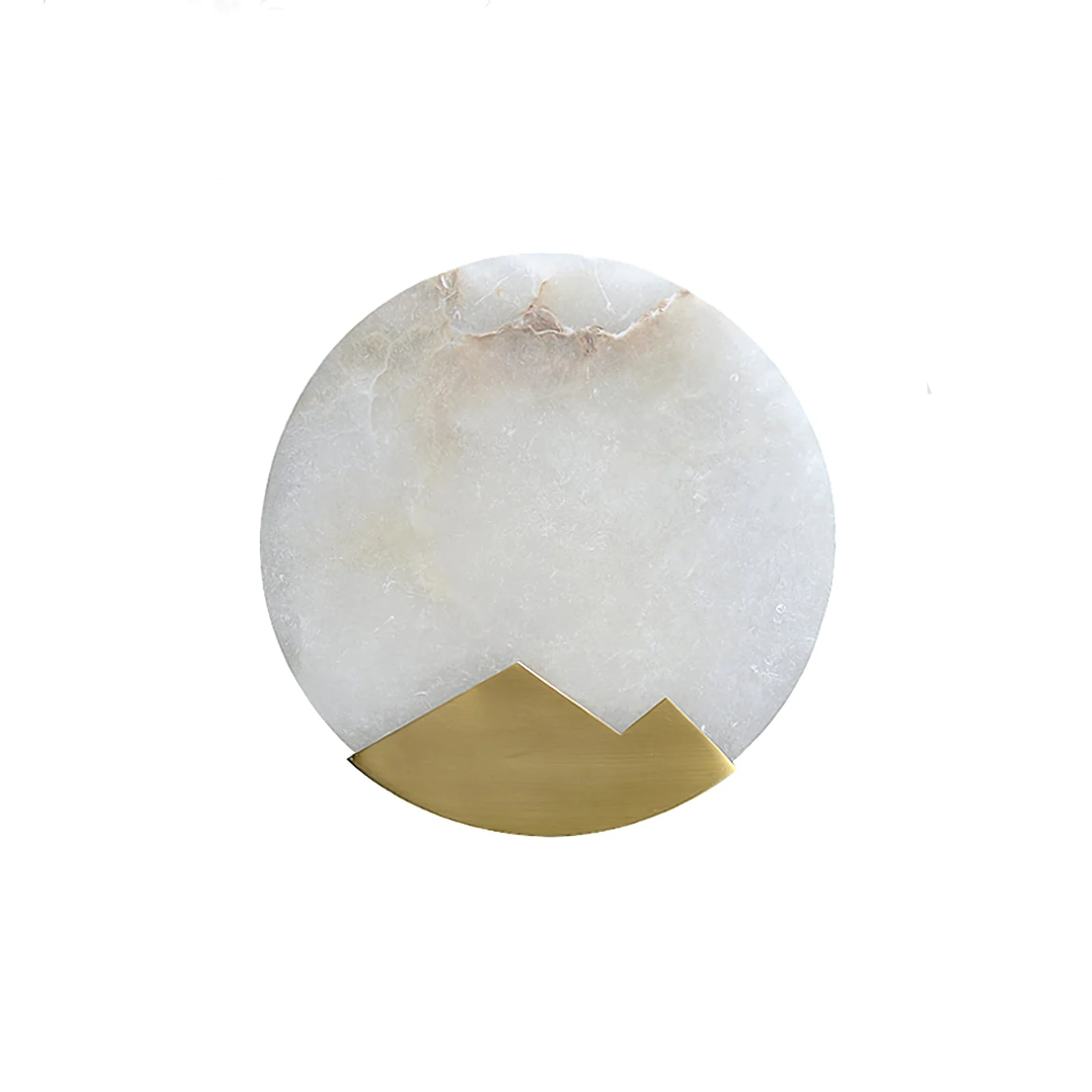 Fine Brass and Alabaster Round Wall Light Expertly Made