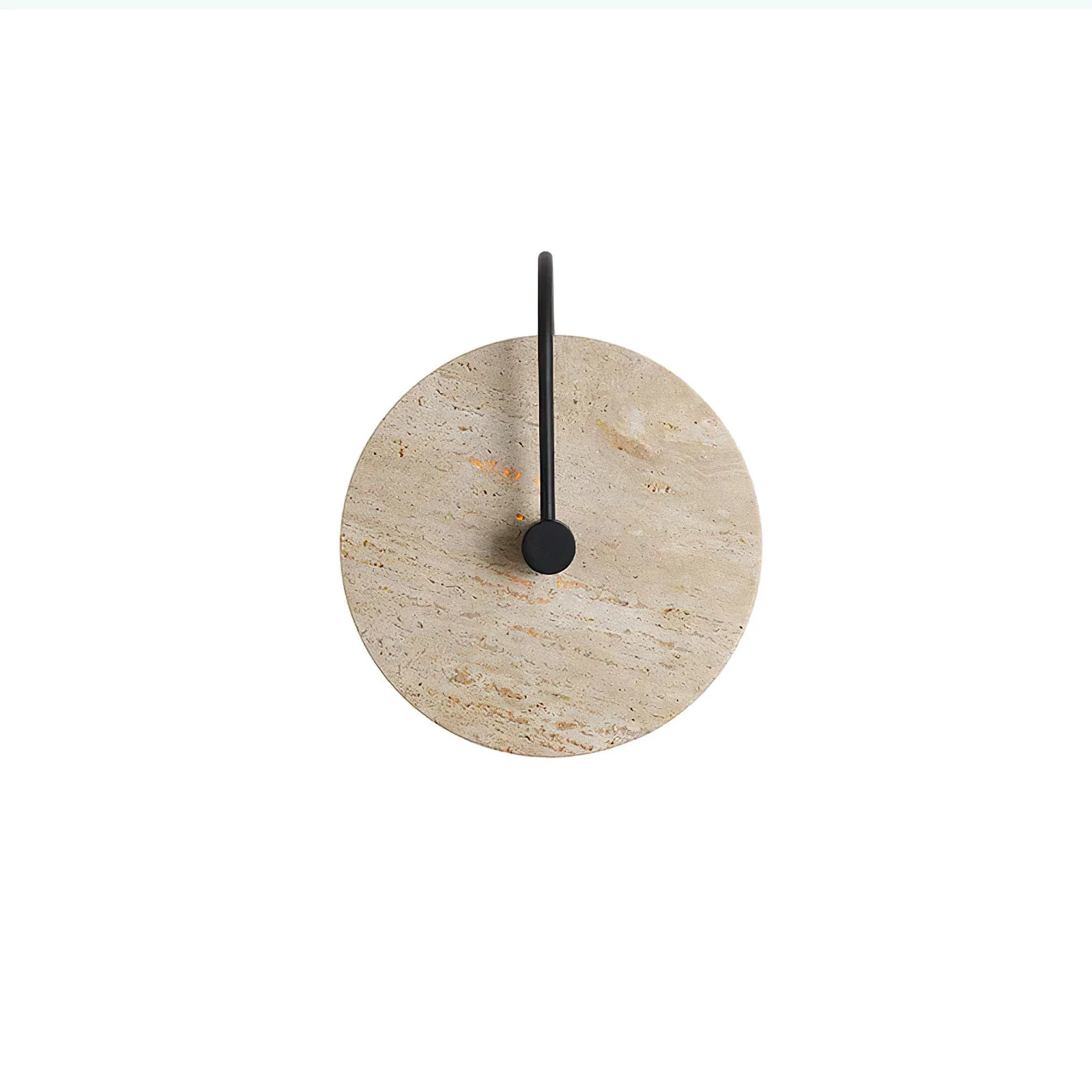 Sophisticated Minimalist Circular Travertine Wall Sconce Exceptional