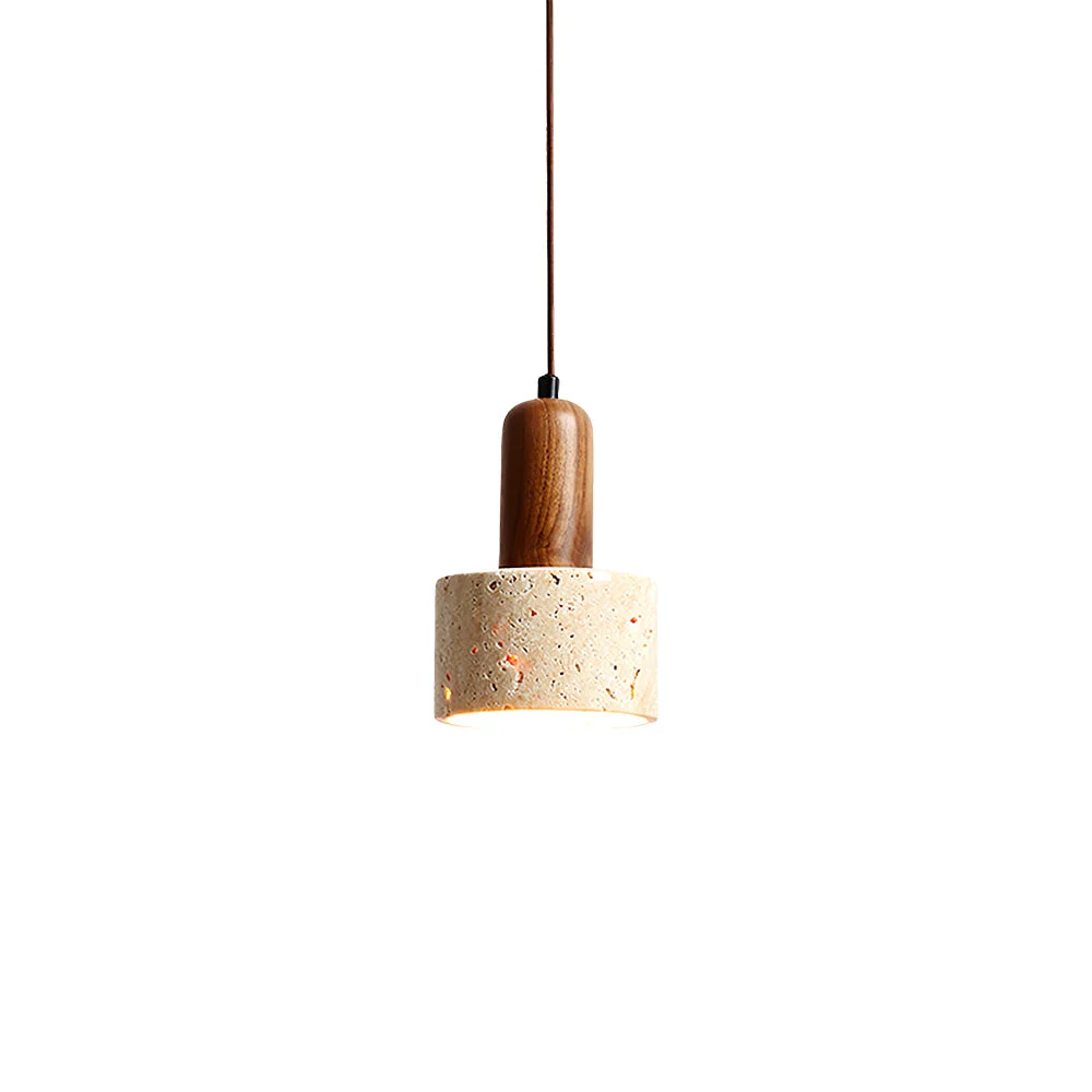 Next-Generation Natural Travertine Cylinder Pendant Light Practical
