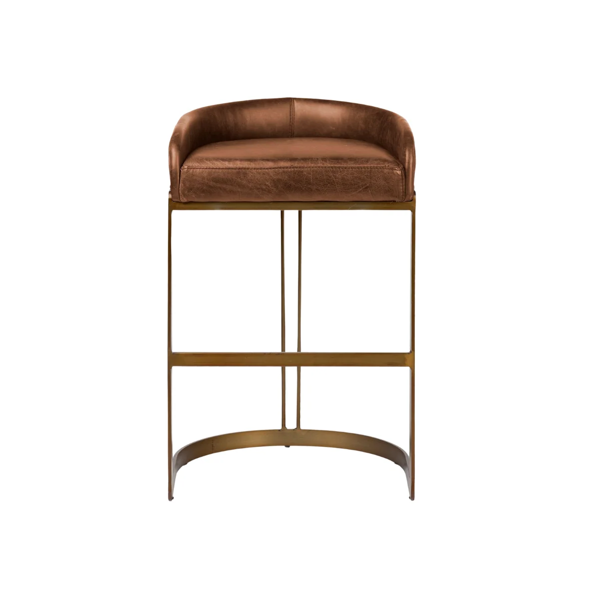 Selected Hollyfield Leather Gold Metal Bar Stool Relaxed