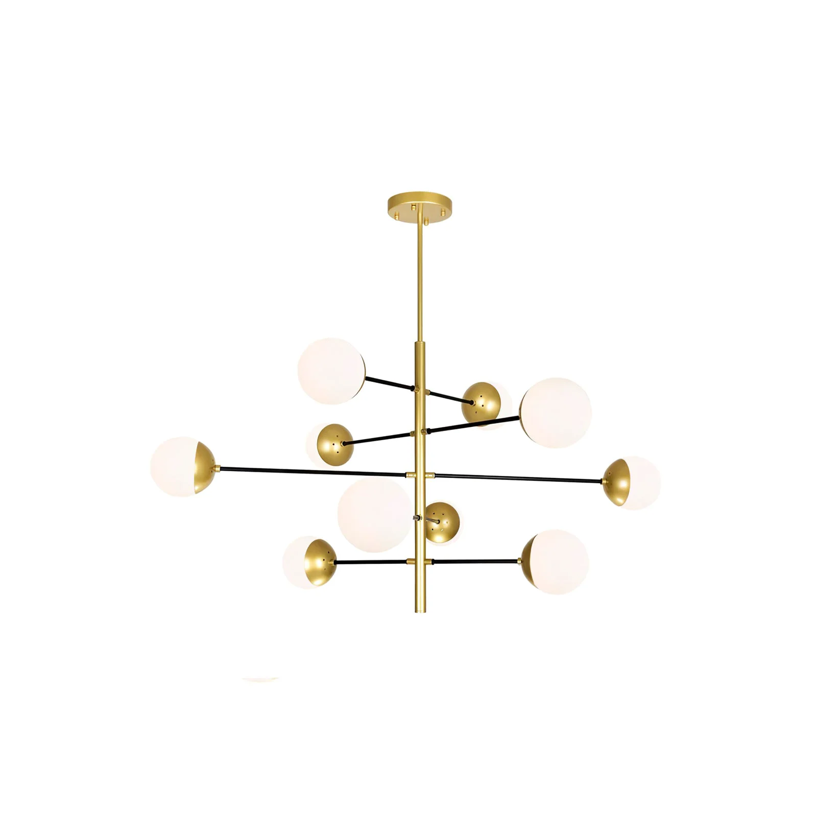 Powerful 10-Globe Modern Brass Chandelier High-Quality