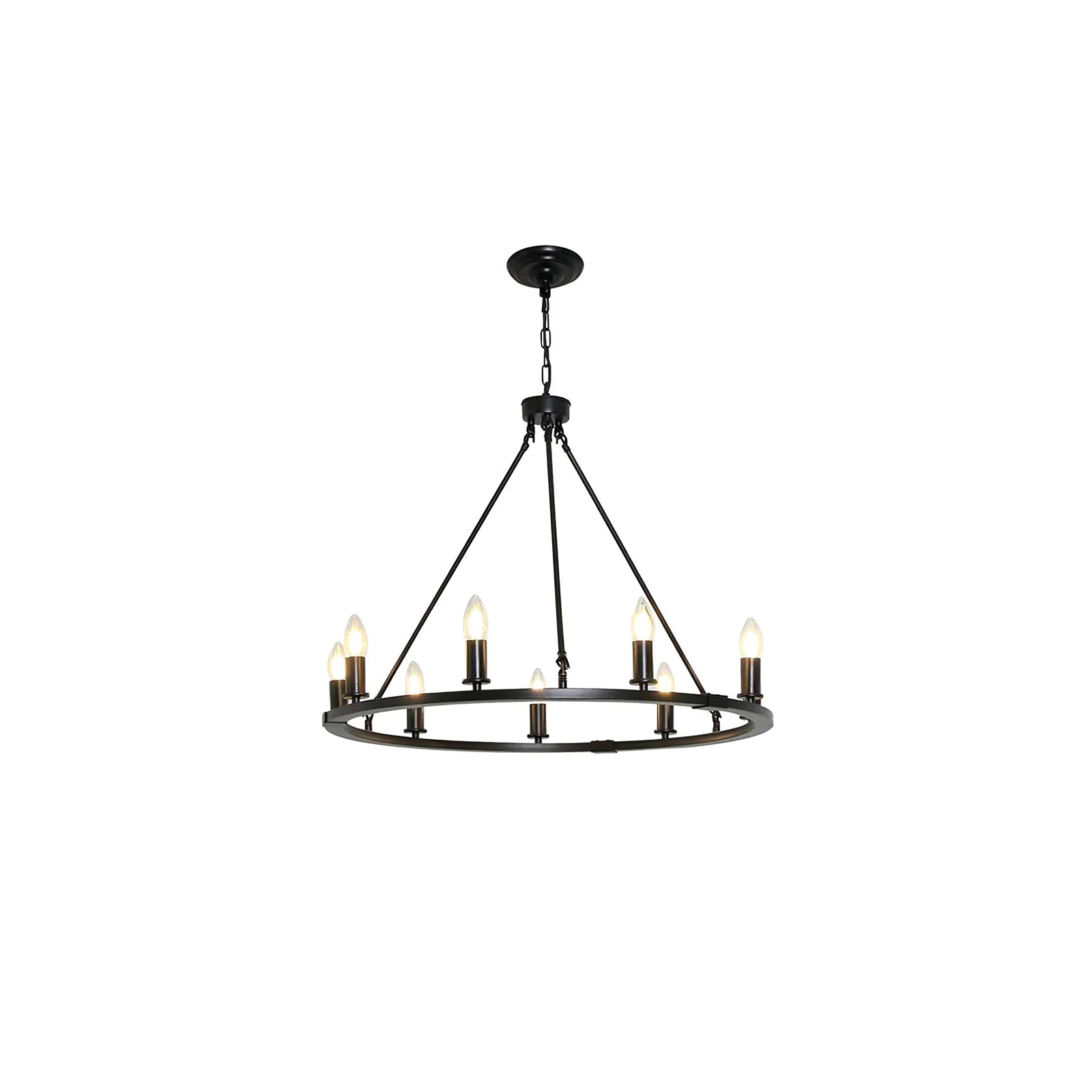 Breathable Rustic Industrial Black Candle Chandelier Professional