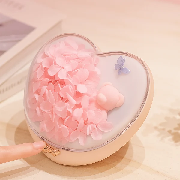 First-Class Romantic Heart Shaped Bluetooth Speaker with Eternal Flowers Top-Quality