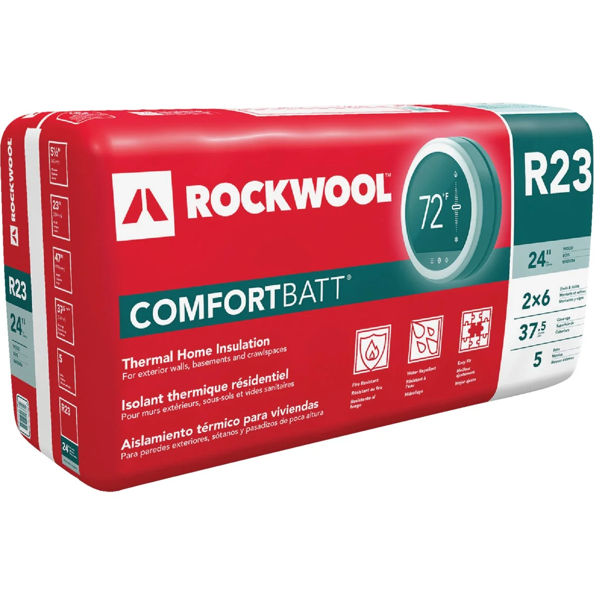 Traditional Rockwool Comfortbatt R-23 24 In. x 47 In. Stone Wool Insulation 5-Pack Artisan