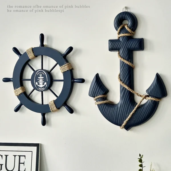 Fine 2PCS Nautical Ship Wheel and Anchor Wall Decor Relaxed