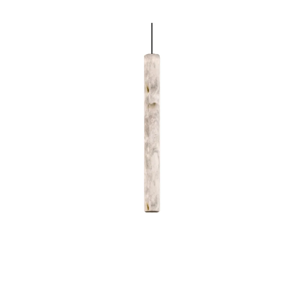 Fine Slim Alabaster Cylinder Pendant Light Exclusive