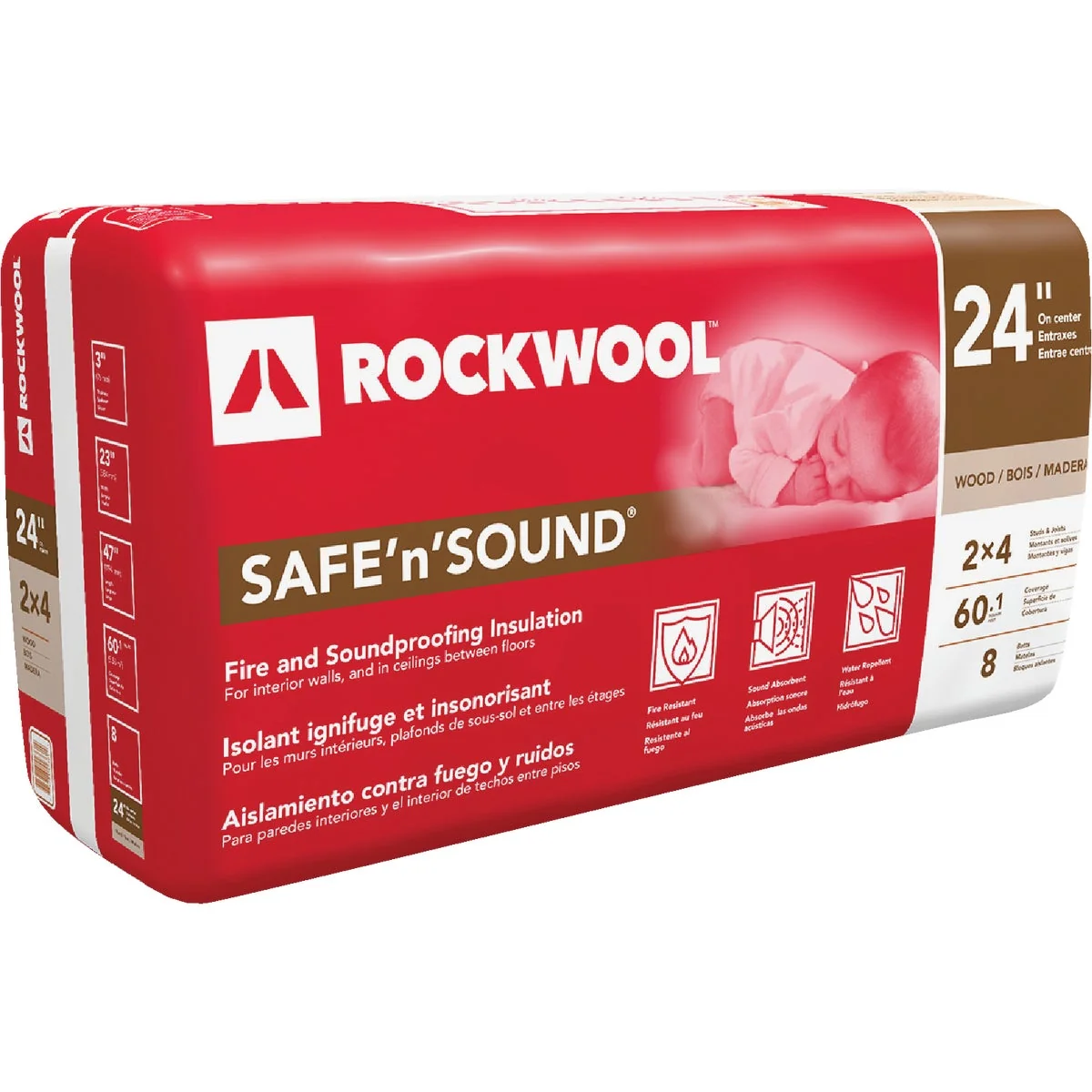 Consistent Rockwool Safe N Sound 24 In. x 47 In. Stone Wool Insulation 8-Pack Excellent