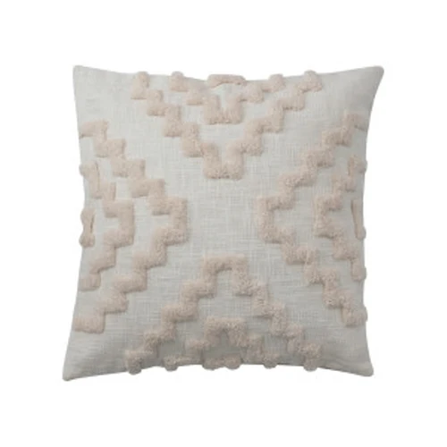 Flexible Square Cotton Tufted Pillow W Pattern Chambray Back Easy-to-Use