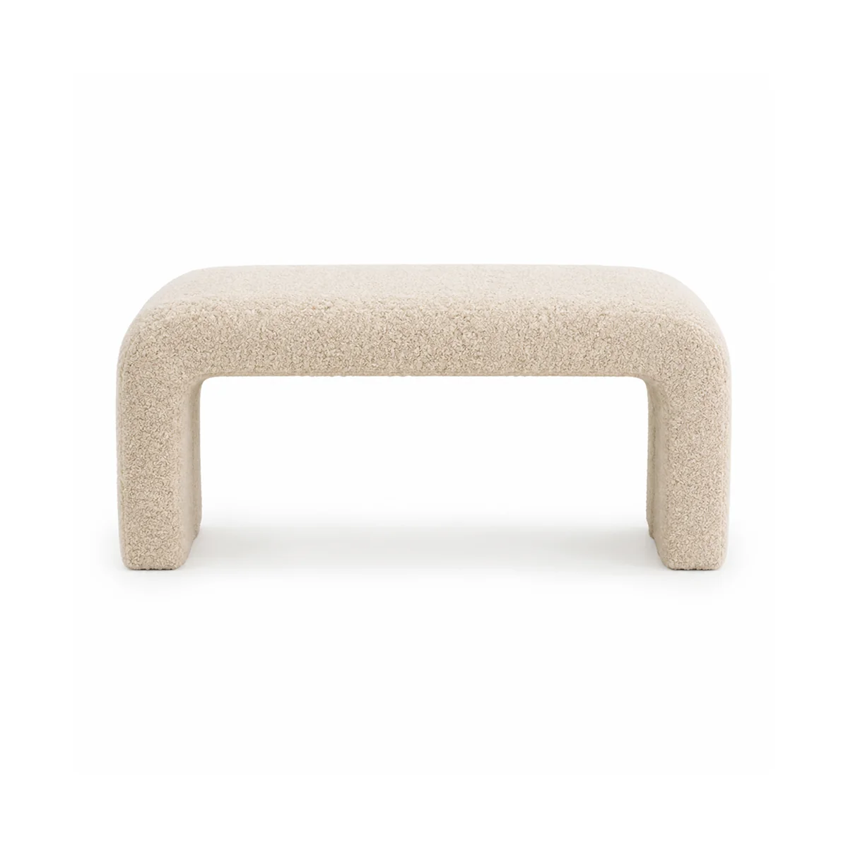 High-Quality Boucle Fabric Upholstered Waterfall Bench Excellent