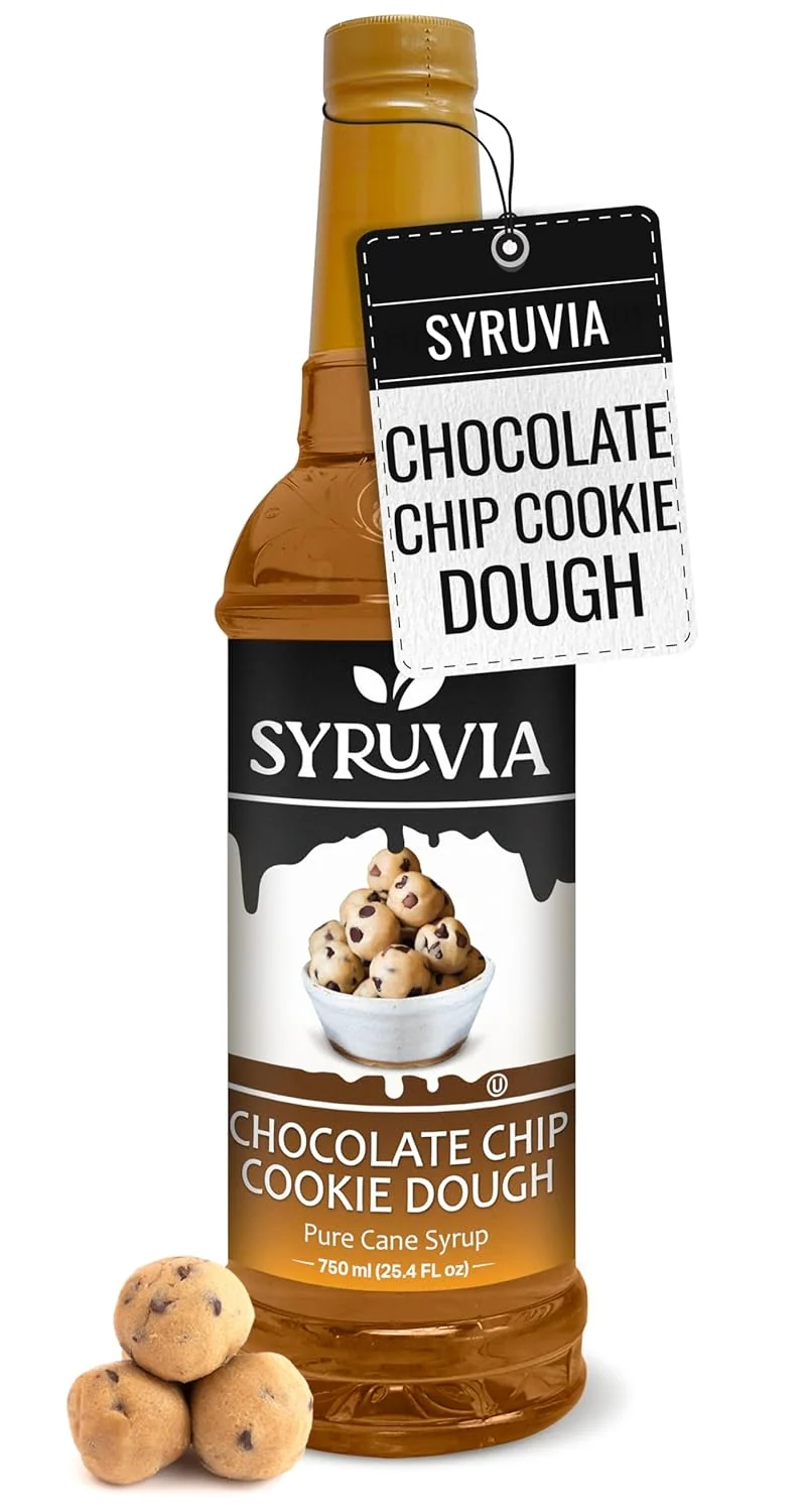 Flexible Syruvia Chocolate Chip Cookie Dough Syrup - 25.4 fl oz. Kosher and Gluten-. I for Enhancing Drinks Sodas Shakes Desserts and More. Professional