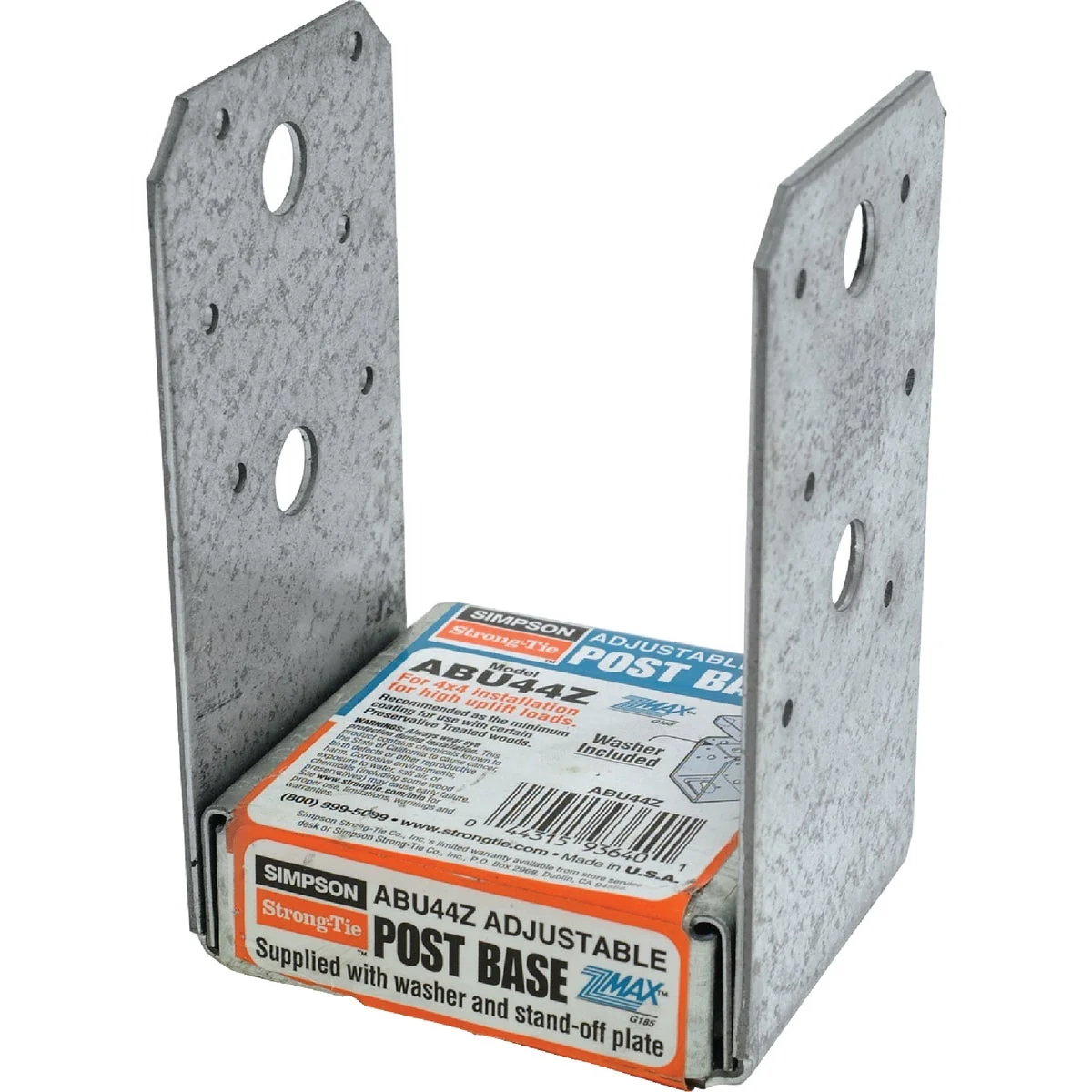 Safe Simpson Strong-Tie 4 In. x 4 In. 12 ga Z-Max ABU Post Base Unique