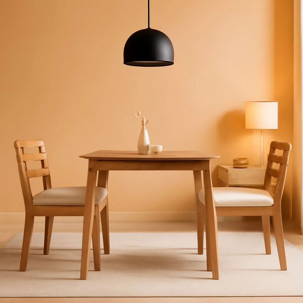 Convenient Premium Solid Wood Farmhouse Dining Table Set For Four Natural