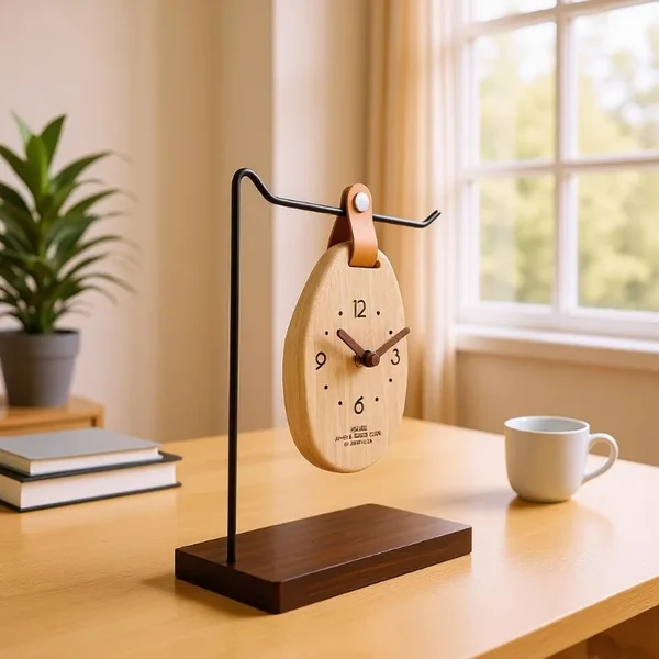 Easy-to-Use Creative Solid Wood Hanging Desk Clock Breathable