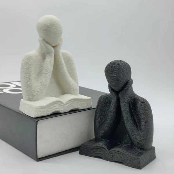 Enhanced Solitude Thinker Statue — Minimalist Reading Figure for Bookshelf Desk Effective