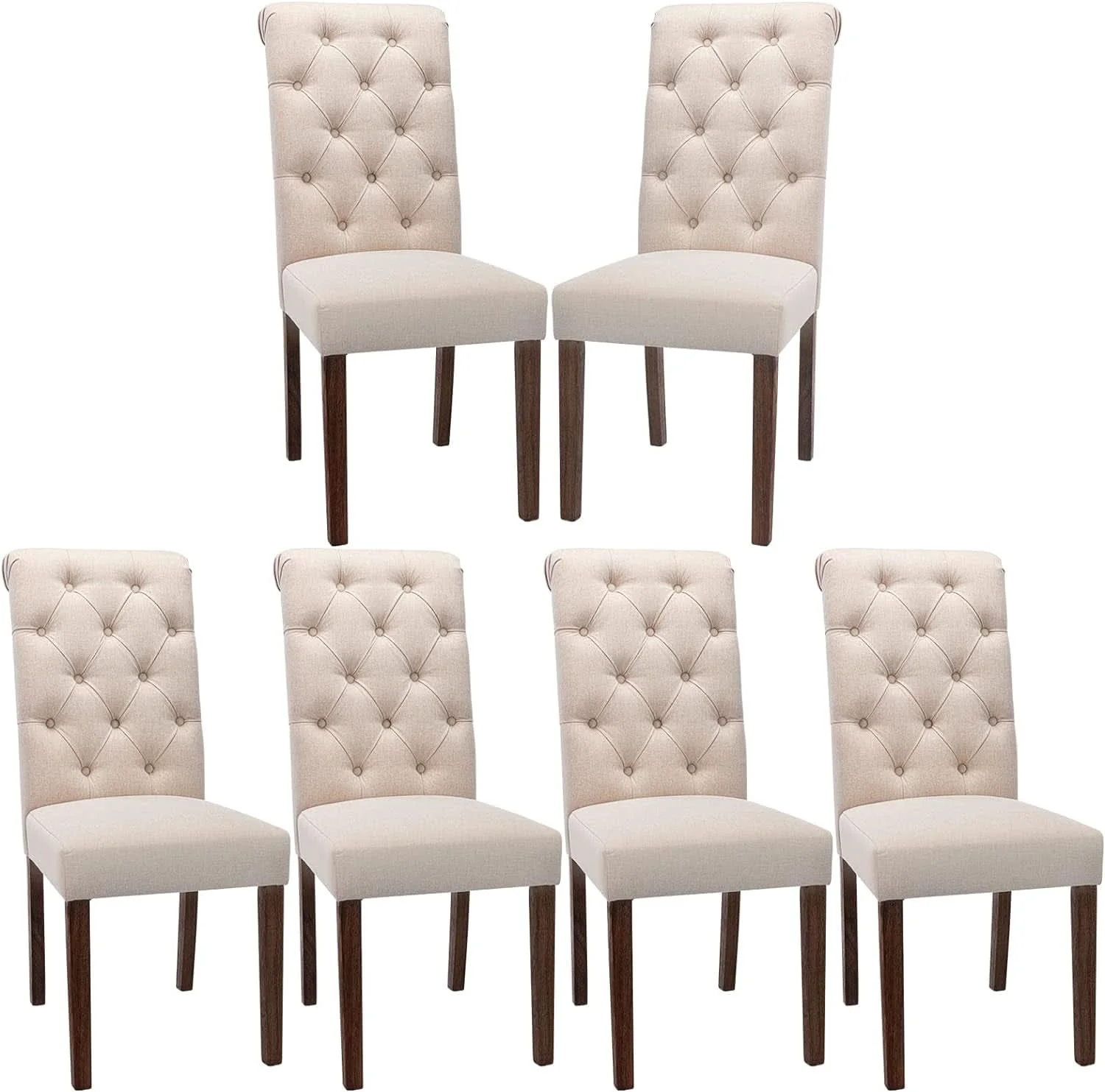 Classic Dark Beige Textured Upholstered Parsons Dining Chairs Crafted