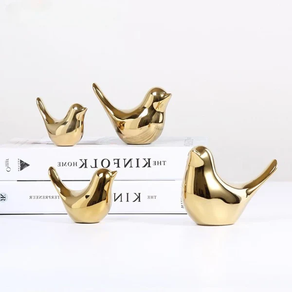 Dependable Nordic Ceramic Gold Bird Figurine Collection Premium Material