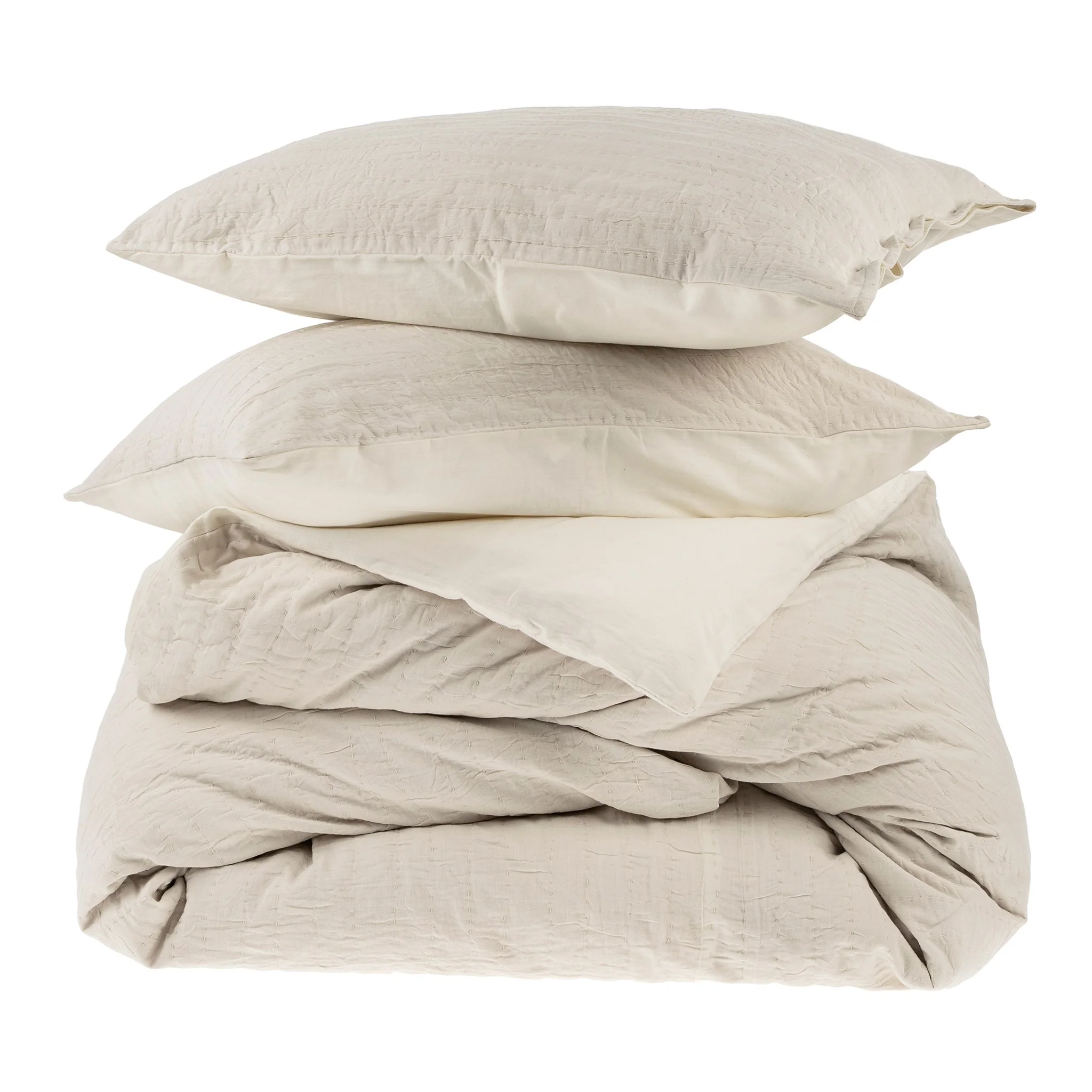 High-Grade Kerala Kantha Duvet Set Cream - Queen Premium