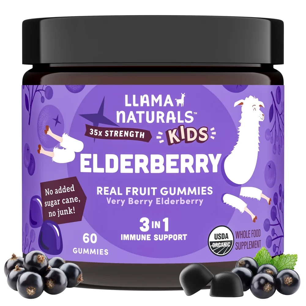 Optimized Llama Naturals Kids Fruit Elderberry Gummies Certified