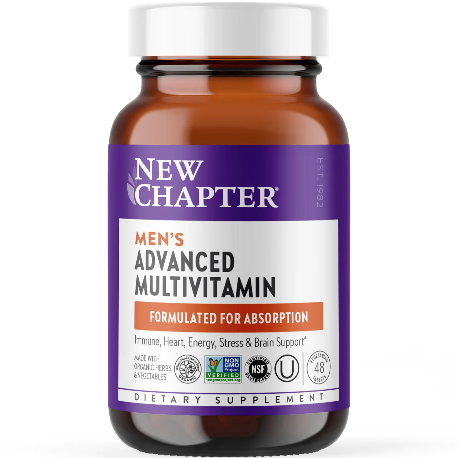 Premium Material New Chapter Men's Advanced Multivitamin for Stress Brain Immune Heart Energy Support Relaxed