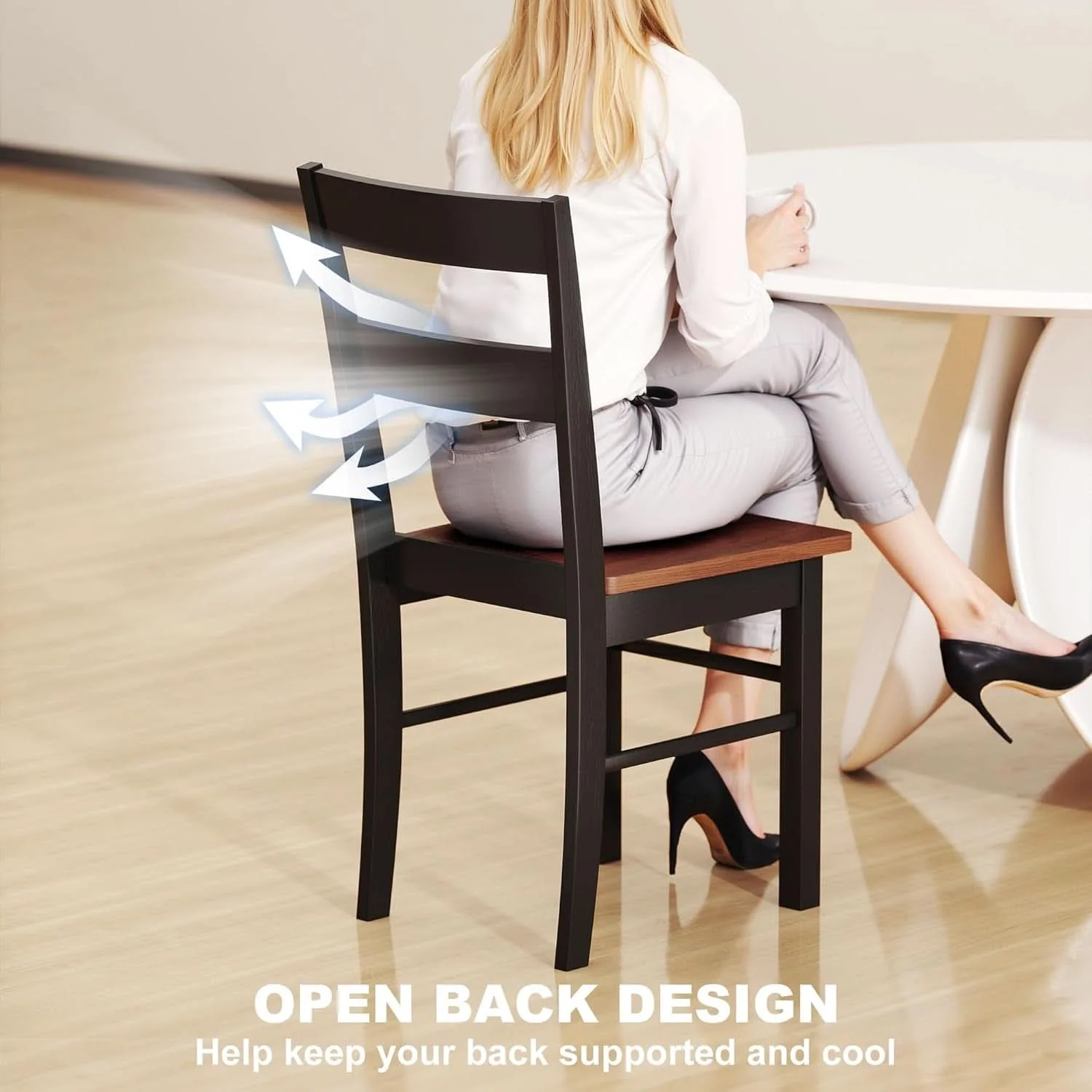 Consistent Farmhouse Dining Chairs Matte Black Finish Two Pack Fast