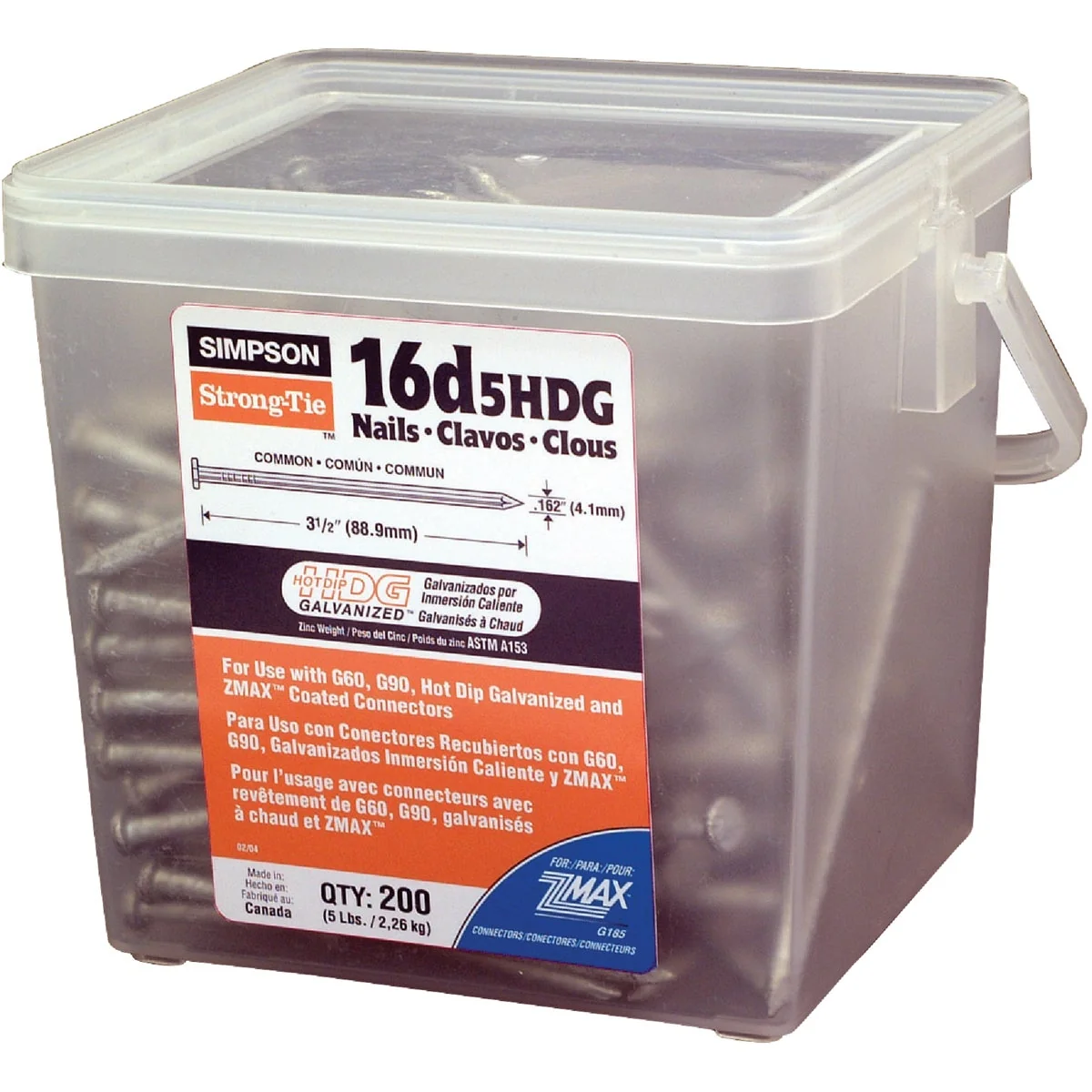 Exceptional Simpson Strong-Tie 16d x 3-1 2 In. 8 ga Hot Dipped Galvanized Common Nails 200 Ct. 5 Lb. Secure